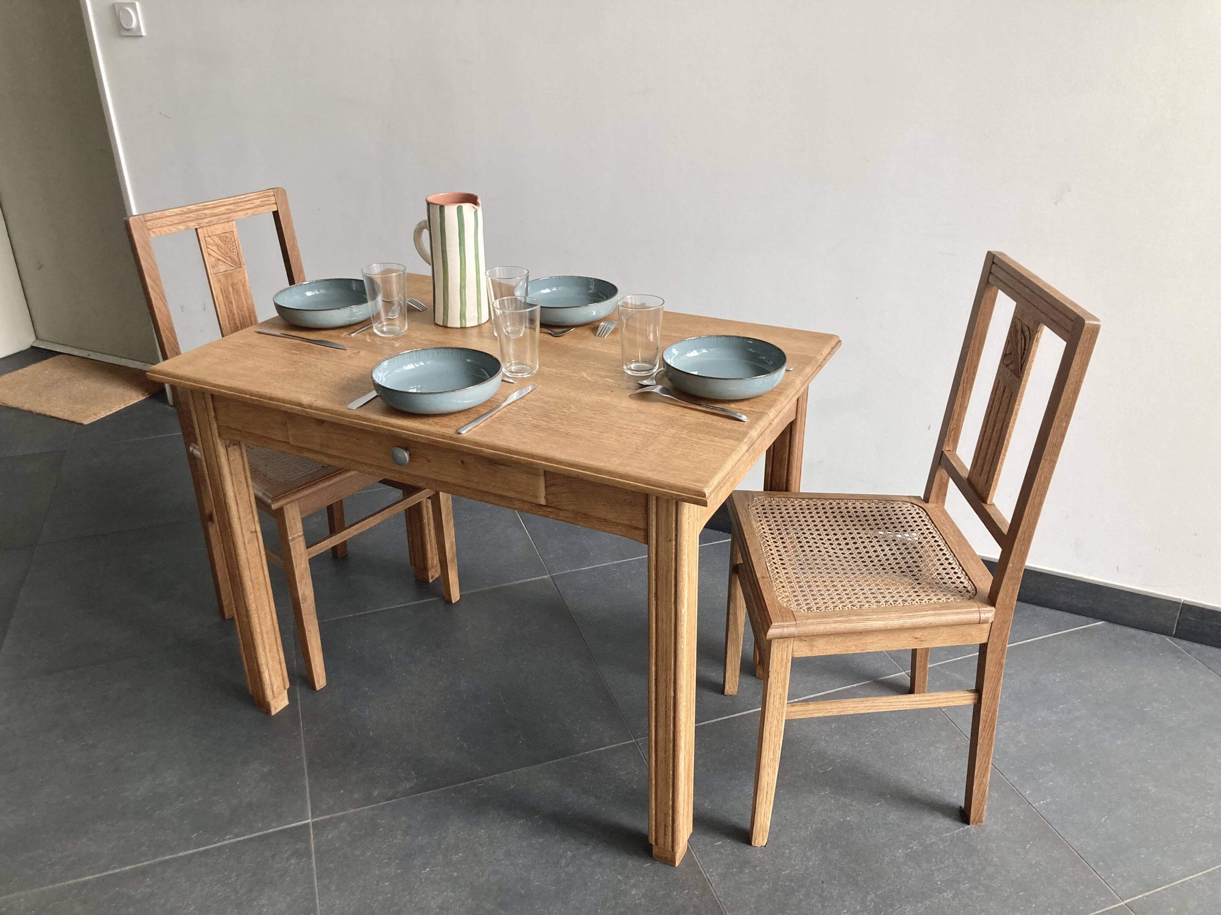 Vintage solid beech table – renovated – 1960s