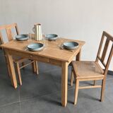 Table vintage en hêtre massif – rénovée – années 60