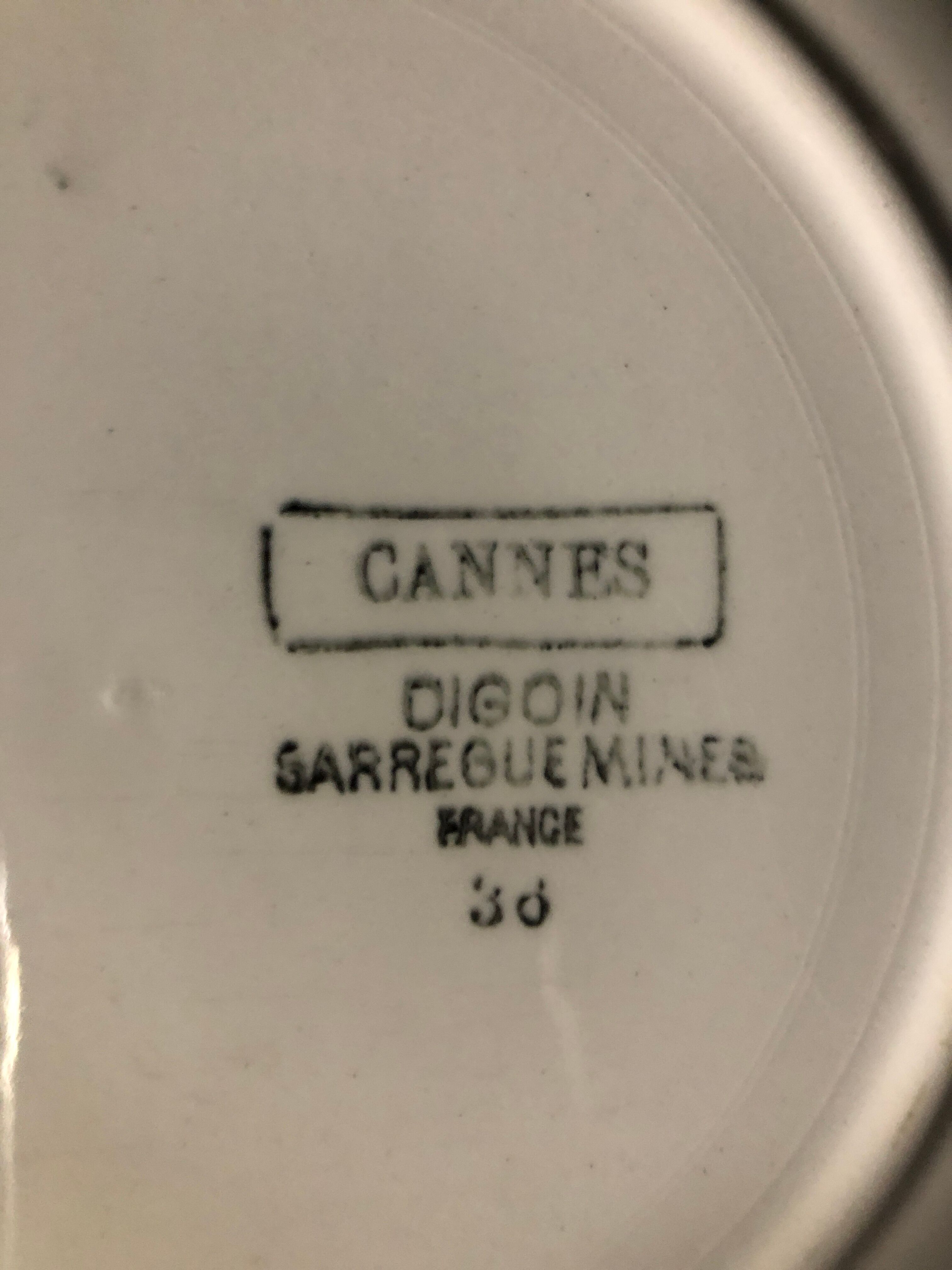 Set of 5 flat plates sarreguemines digoin cannes