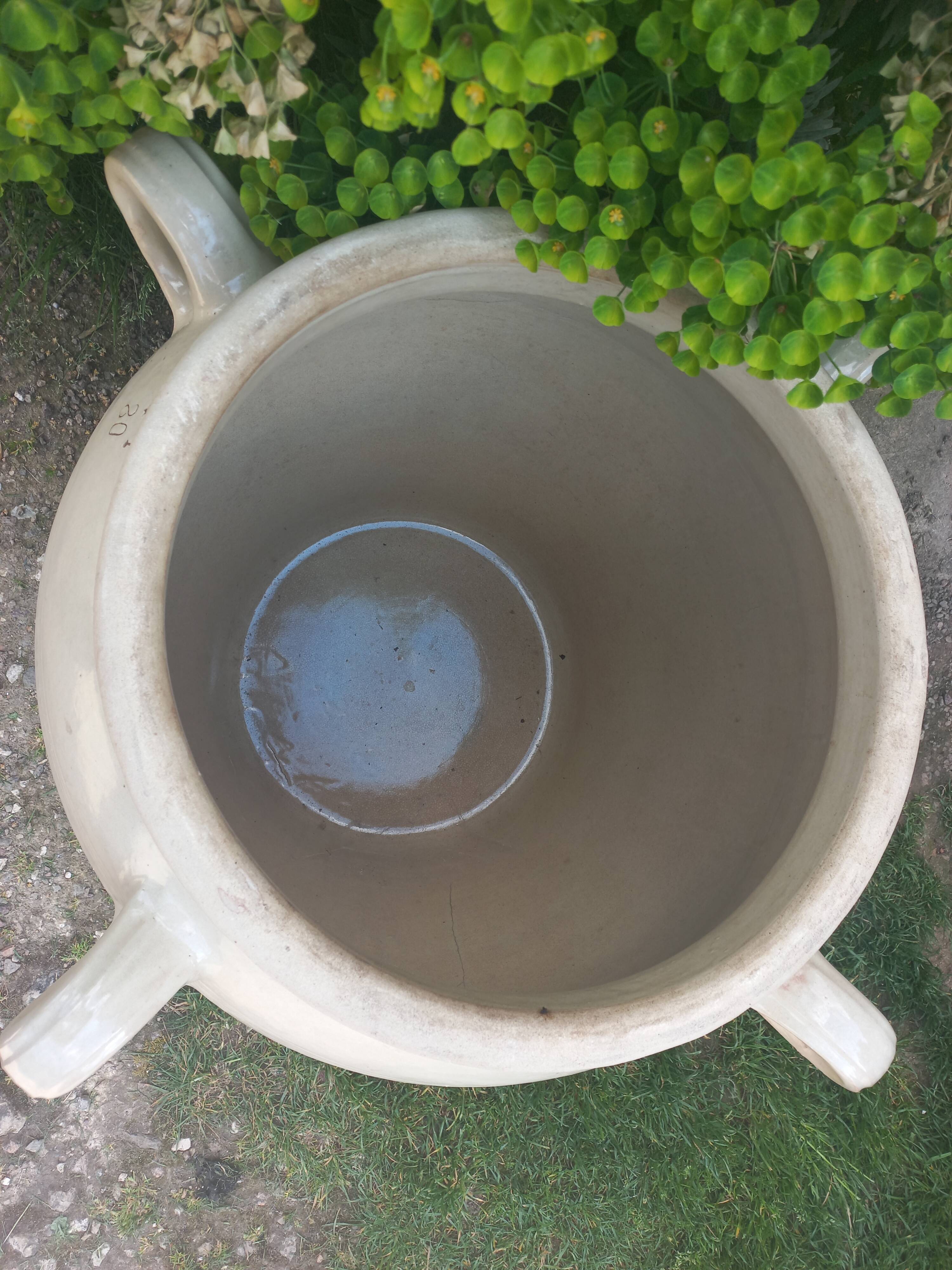 large old salt pan of 80 liters in glazed sandstone