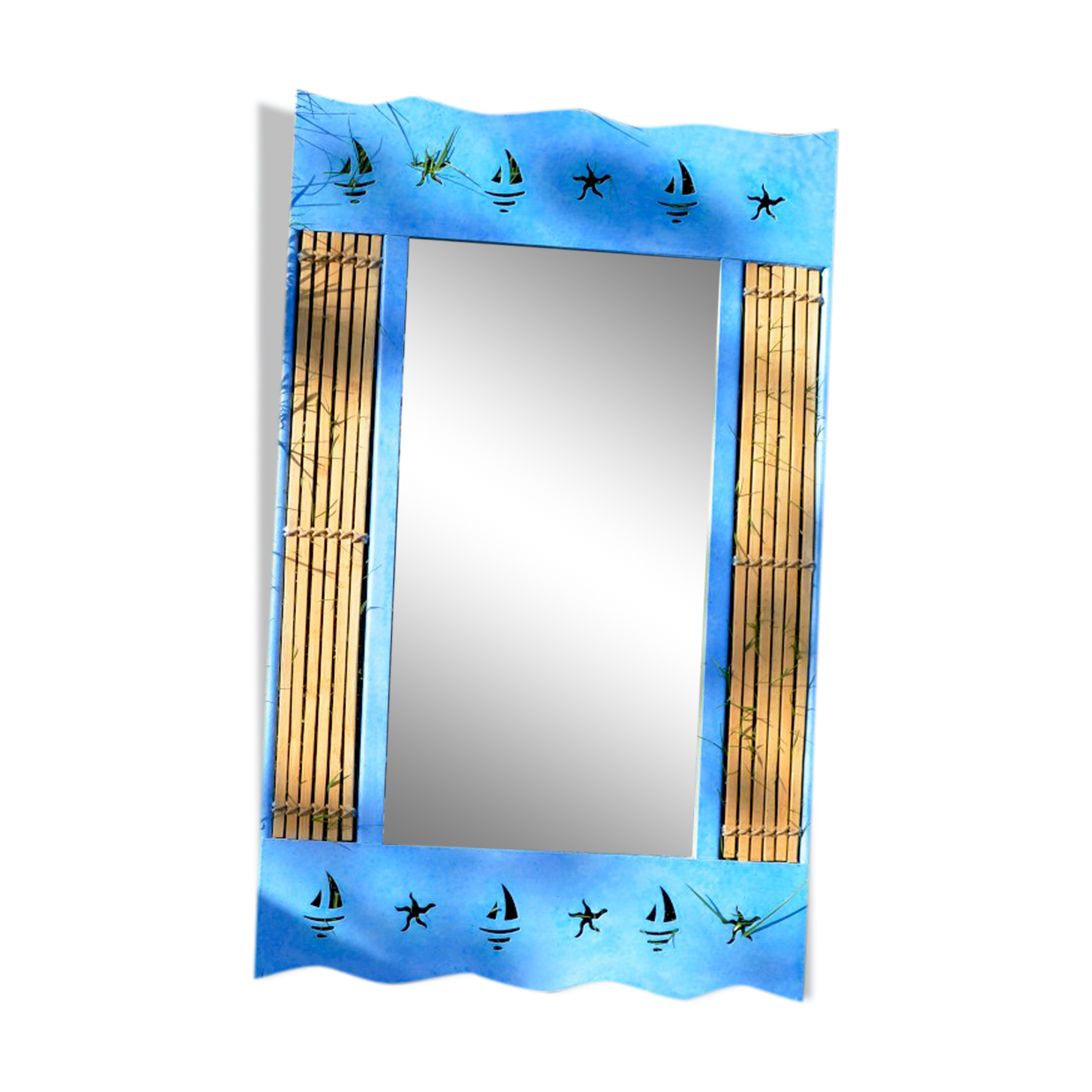 Bamboo and sailor mirror 42x67cm