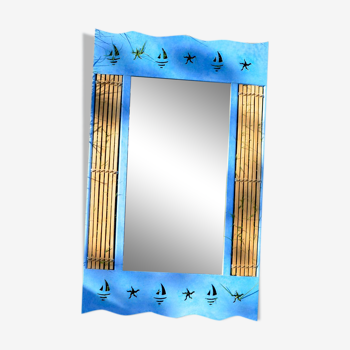 Bamboo and sailor mirror 42x67cm