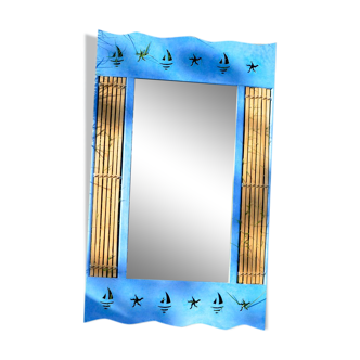 Bamboo and sailor mirror 42x67cm