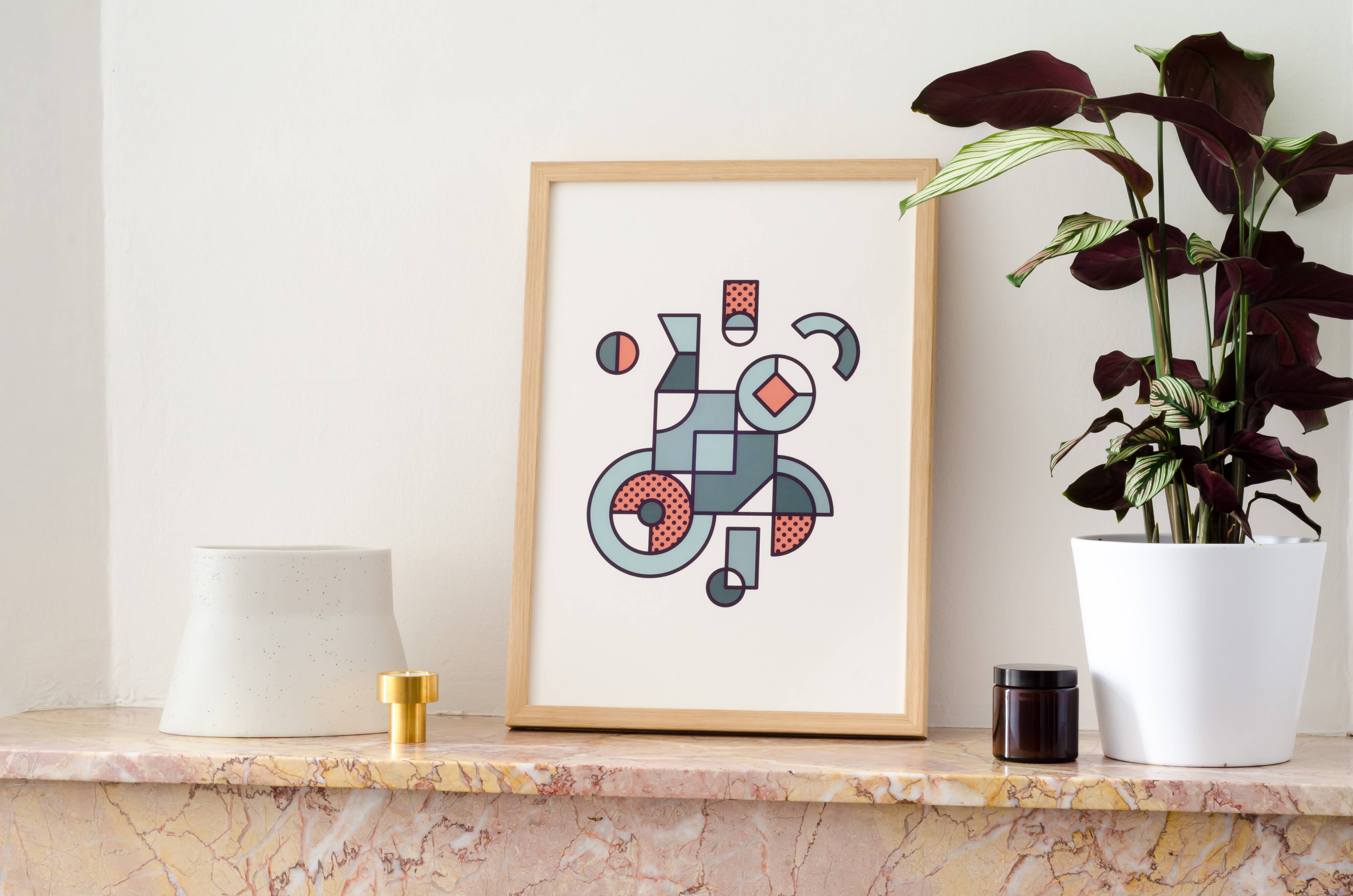 Illustration - Abstract geometric graphic colorful A3 poster numbered #001