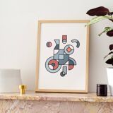 Illustration - Abstract geometric graphic colorful A3 poster numbered #001