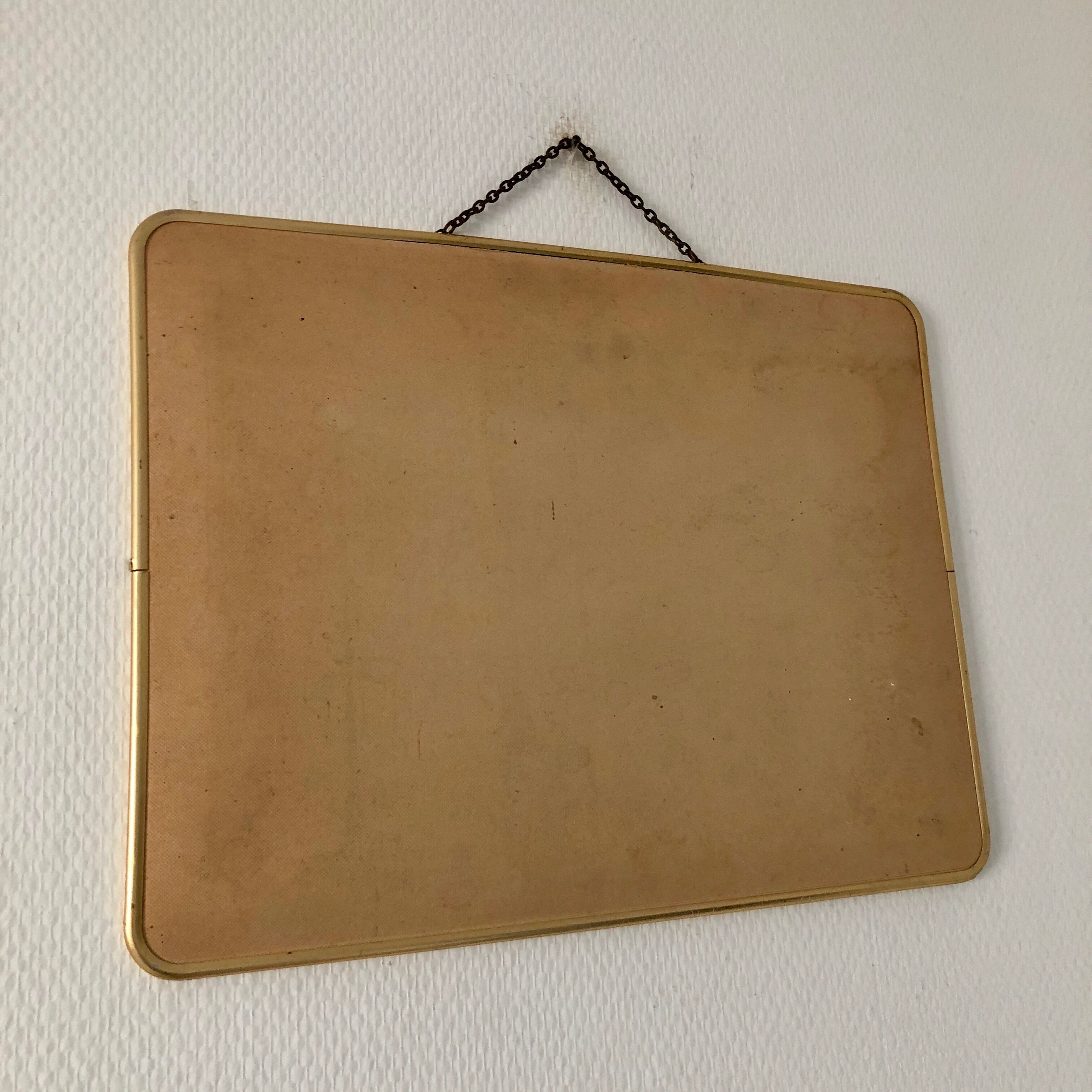 Miroir barbier 40x30cm doré beige vintage 1960