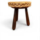 Tabouret tripode en chêne et paille Audoux et Minet 50’s