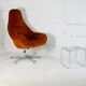 Space age chair, fiberglass, orange velvet, circa 1970s