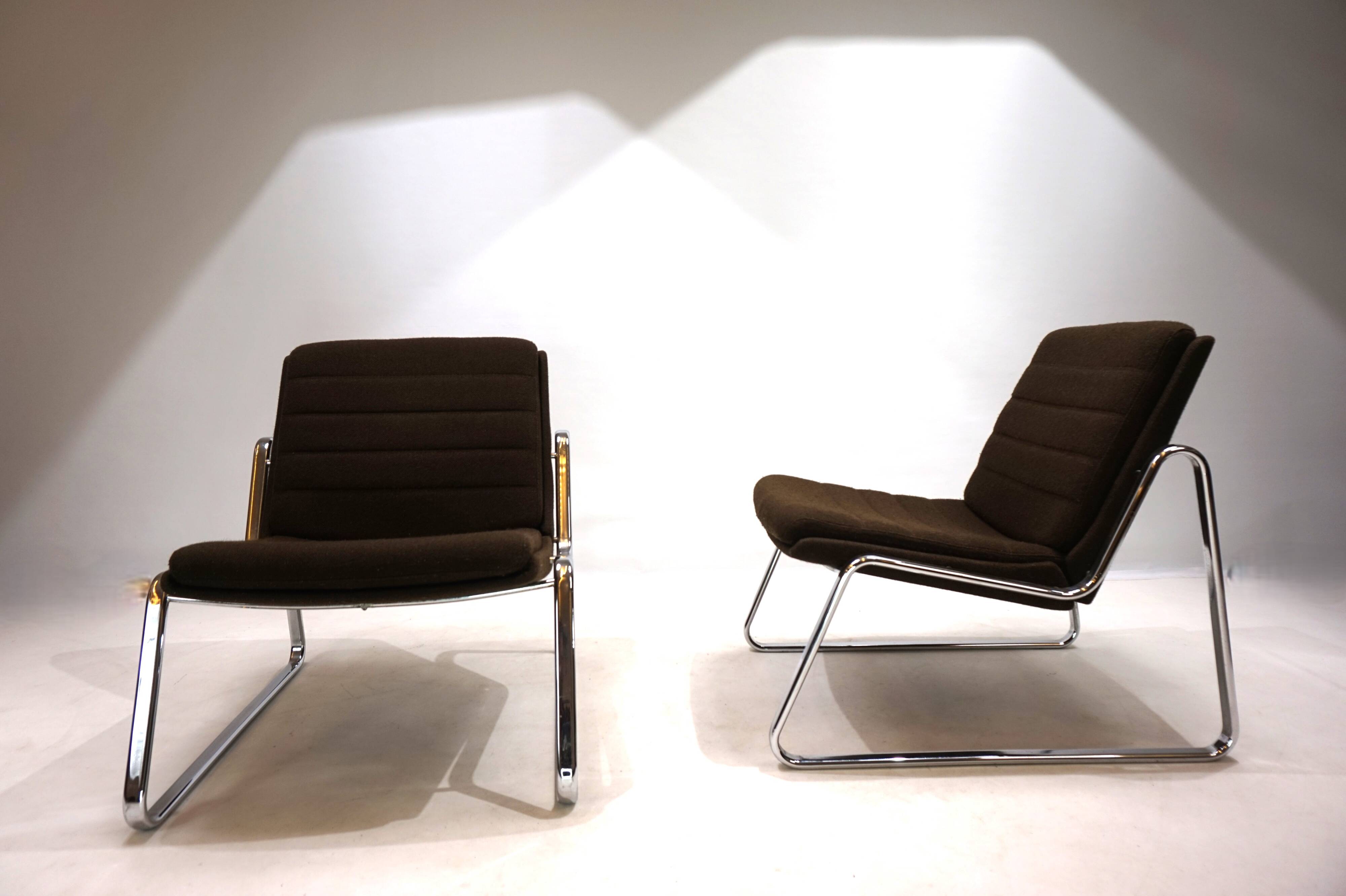 Set of two Drabert chrome lounge chairs by Gerd Lange, 1970