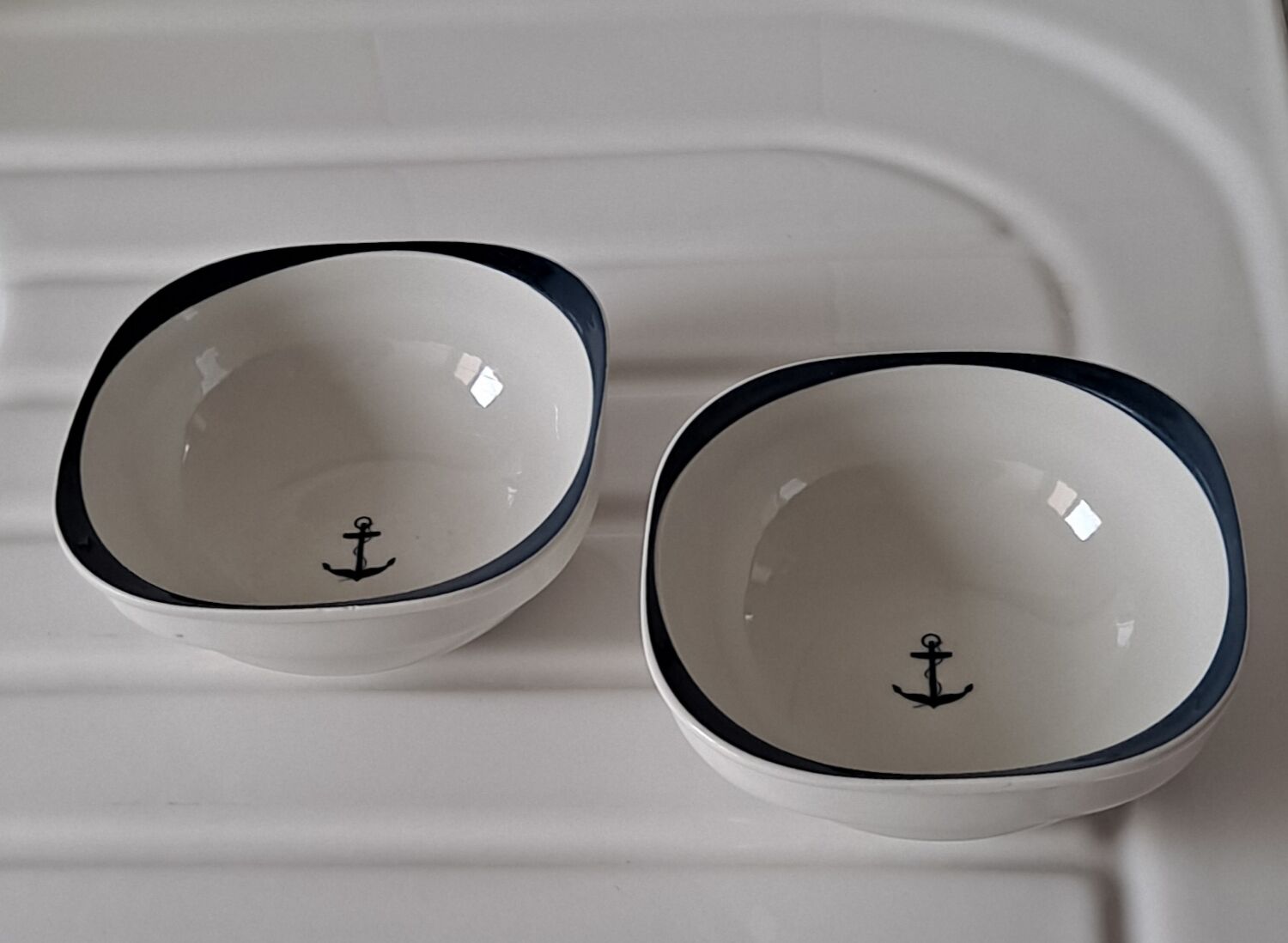 Bowls cups anchor decoration Sarreguemines