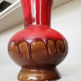 Vintage KIL Ceramic Vase: Red & Brown Lava Glaze, 1970s Yugoslavia