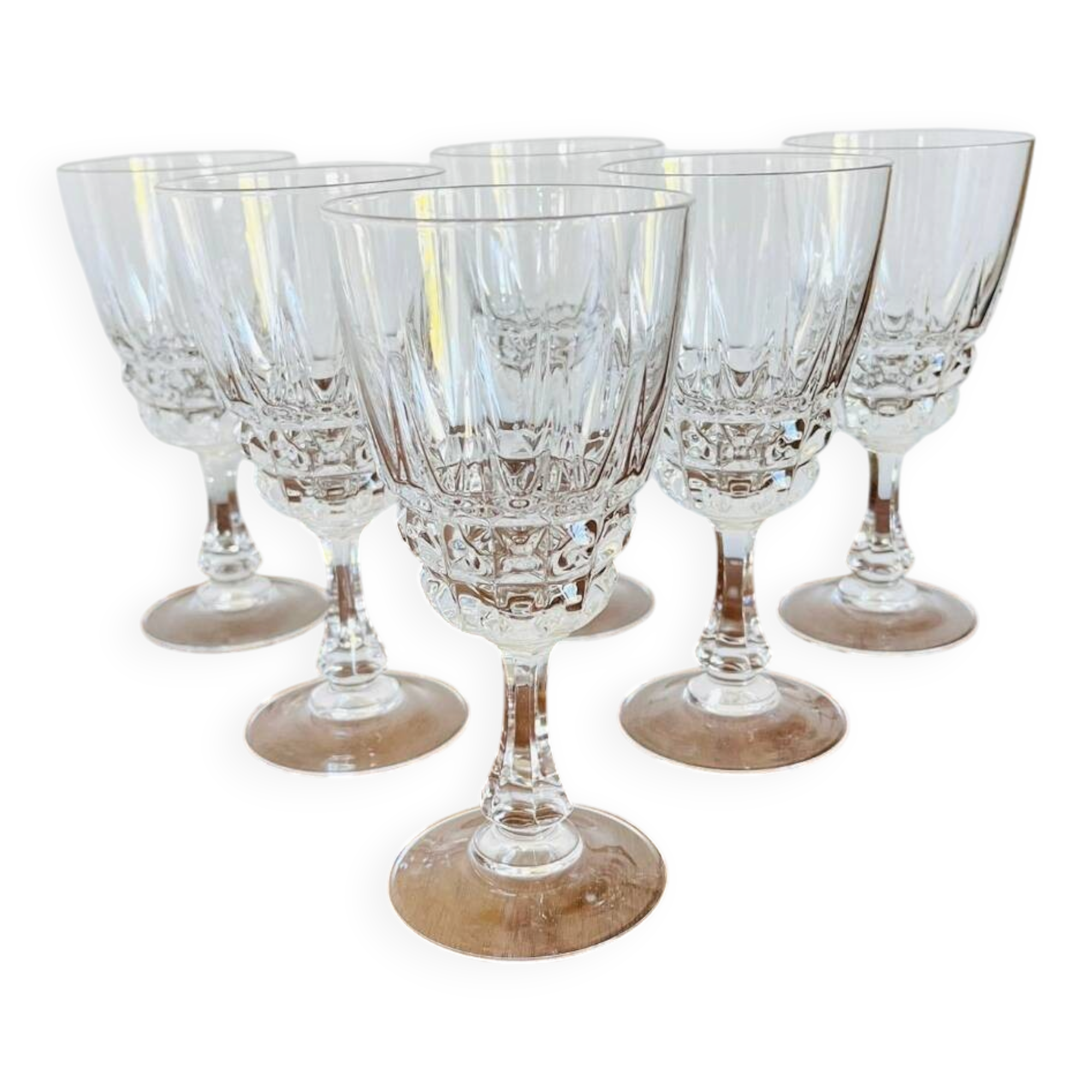 8 crystal d'arques pompadour wine or water glasses from the 1990s