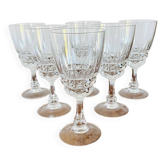 8 crystal d'arques pompadour wine or water glasses from the 1990s