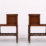 Superb pair Mahogany and Leather library steps England