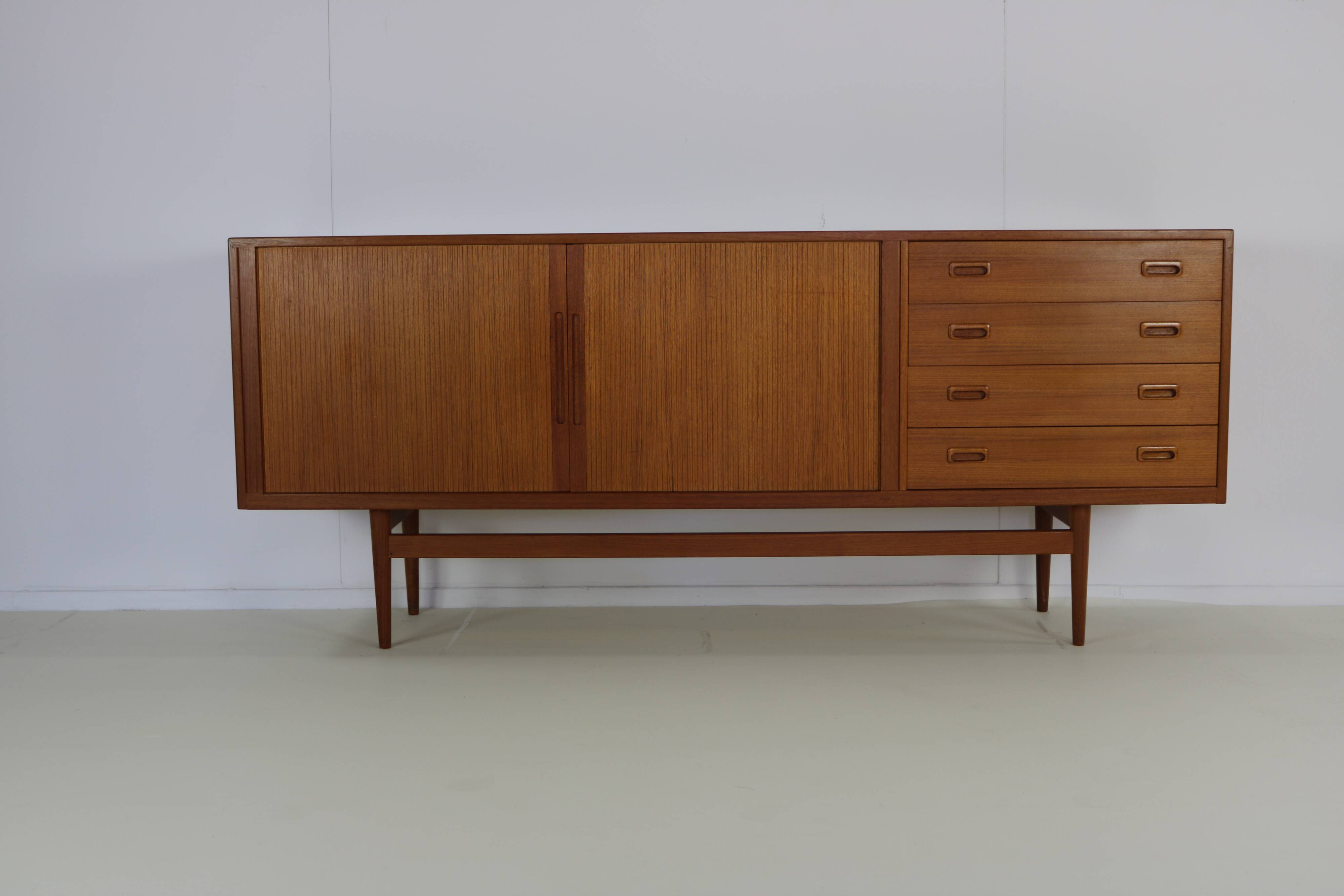 Teak enfilade with 2 tambour doors