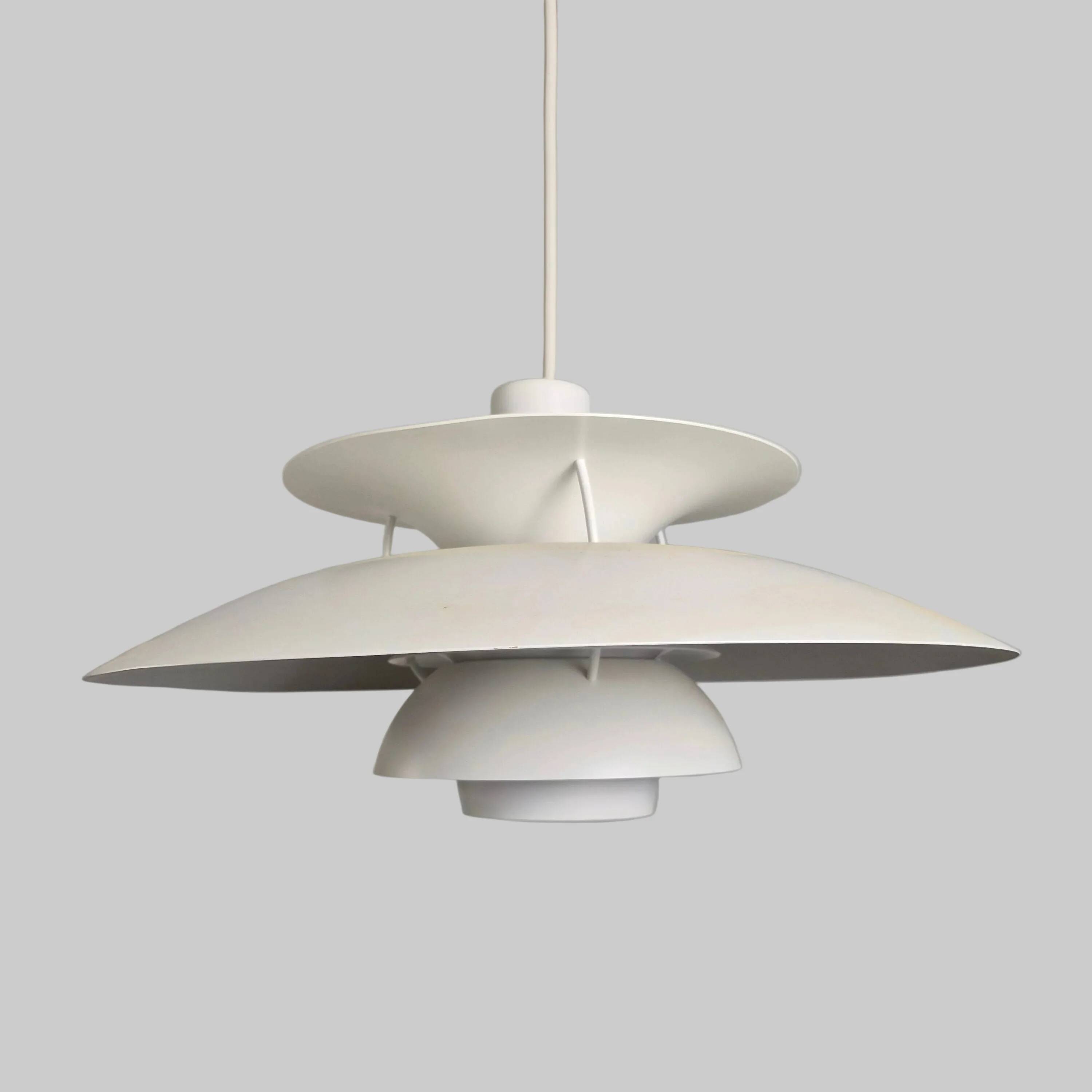 PH5 white pendant model by Poul Henningsen for Louis Poulsen, Denmark 1960