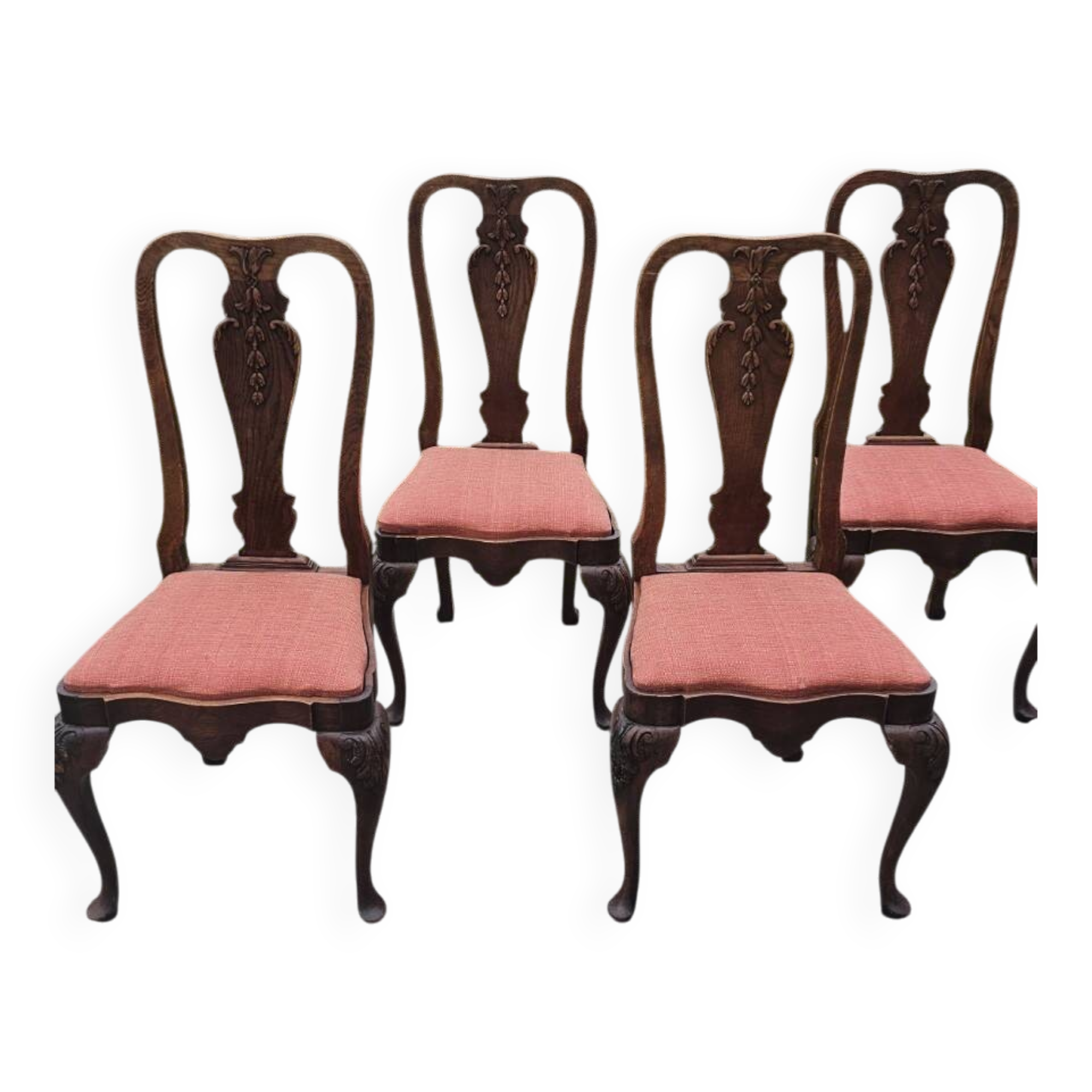 Set of 4 carved wooden chairs from the late 19th century in the Dutch style.