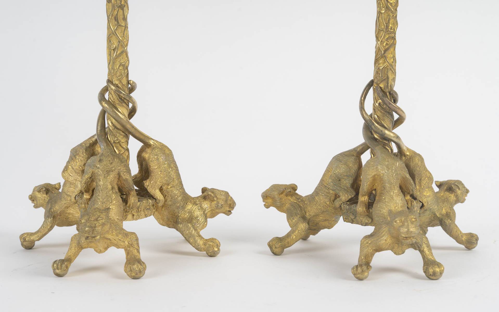 Pair of gilded bronze candlesticks from the Napoléon III period.