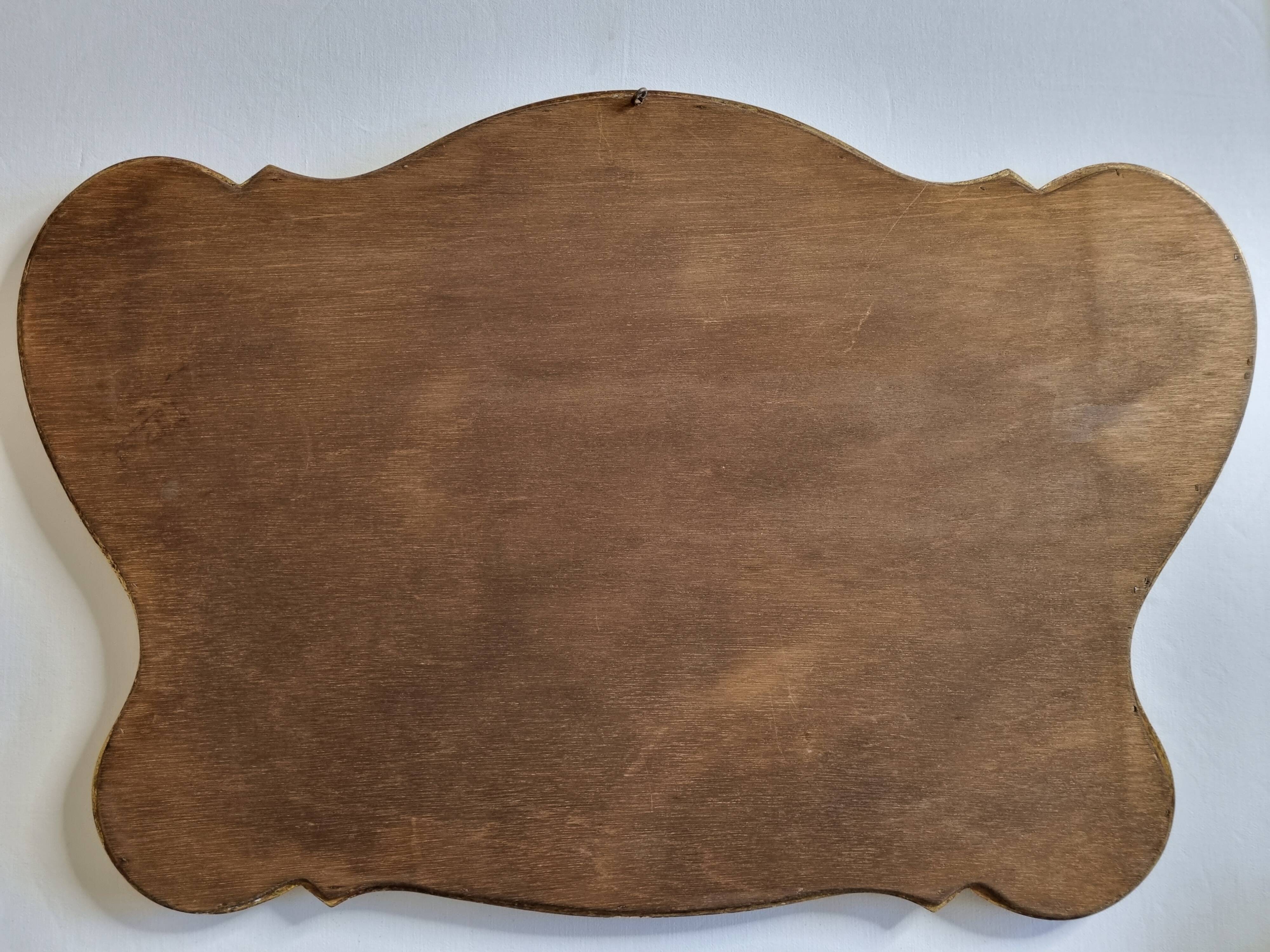 Miroir vintage en stuc et bois doré de style Louis XV, baroque, 78 cm