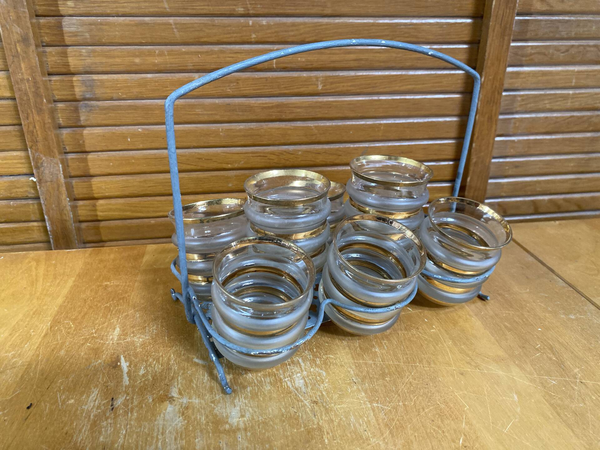Service liqueur style mategot metal grey support + 8 bibendum glasses d