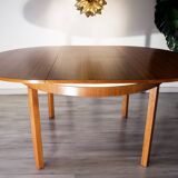 Round table/oval teak and white line, extensions, year 60