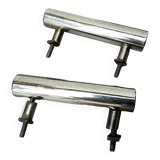Two chrome drawer handles
