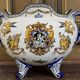 Gien earthenware cache pot from the late 19th century with Renaissance decoration.