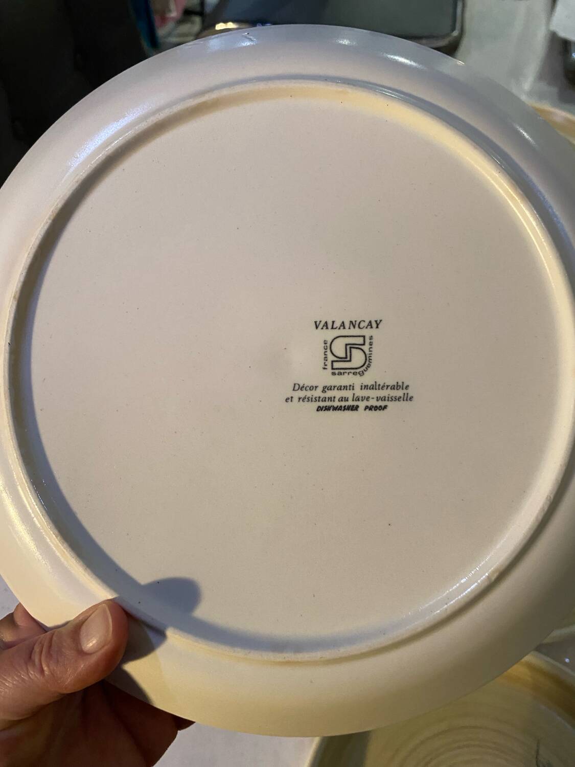 Many vintage flat plates from Sarreguemines.