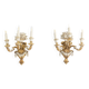 Pair of Louis XVI style wall lights in gilded and lacquered wood. Circa 1900.