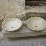Pair of travertine bathroom basins