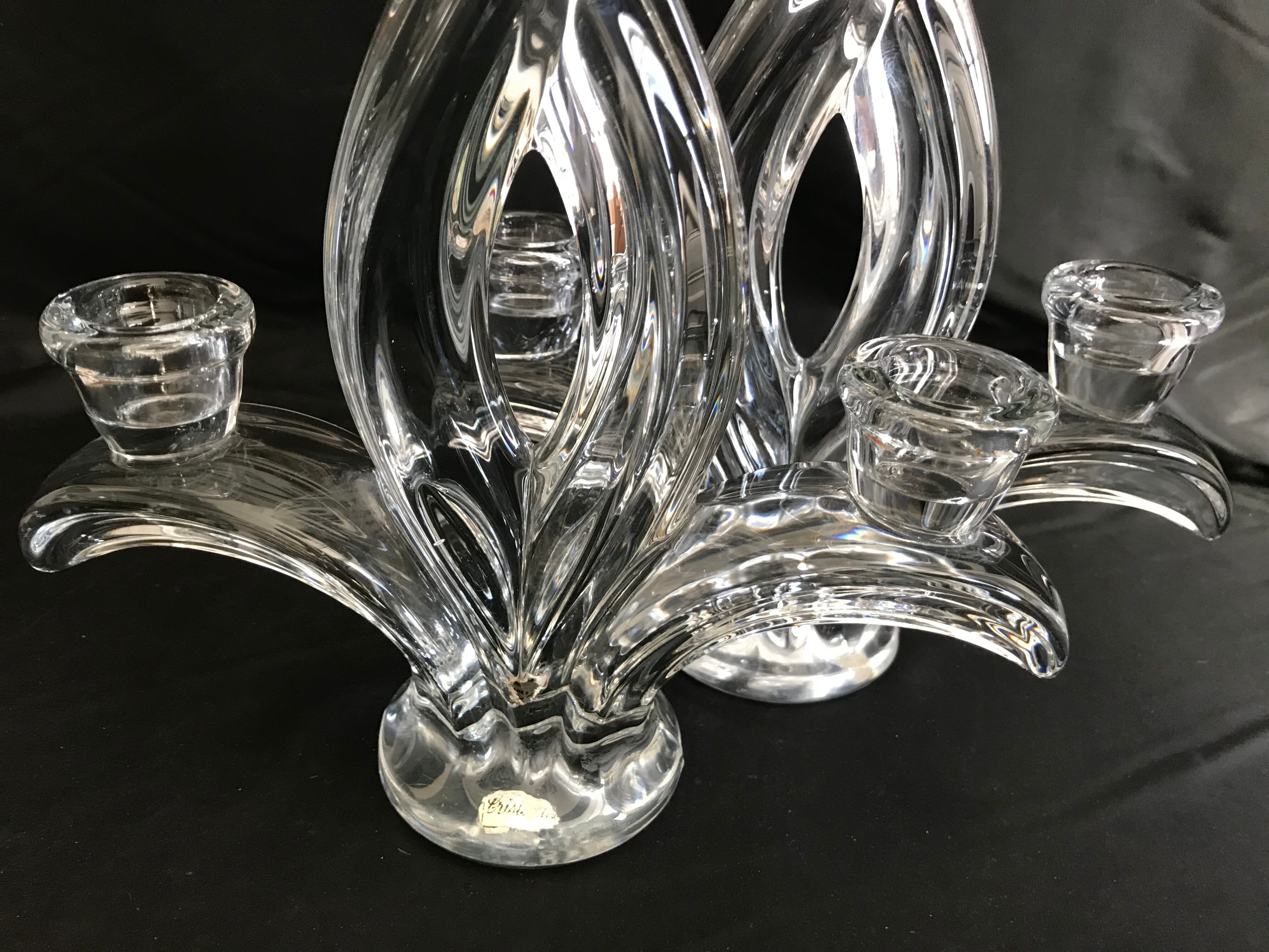 1336 Cristallerie de Vannes Le Châtel (1765-2018) - Pair of candlesticks - Crystal
