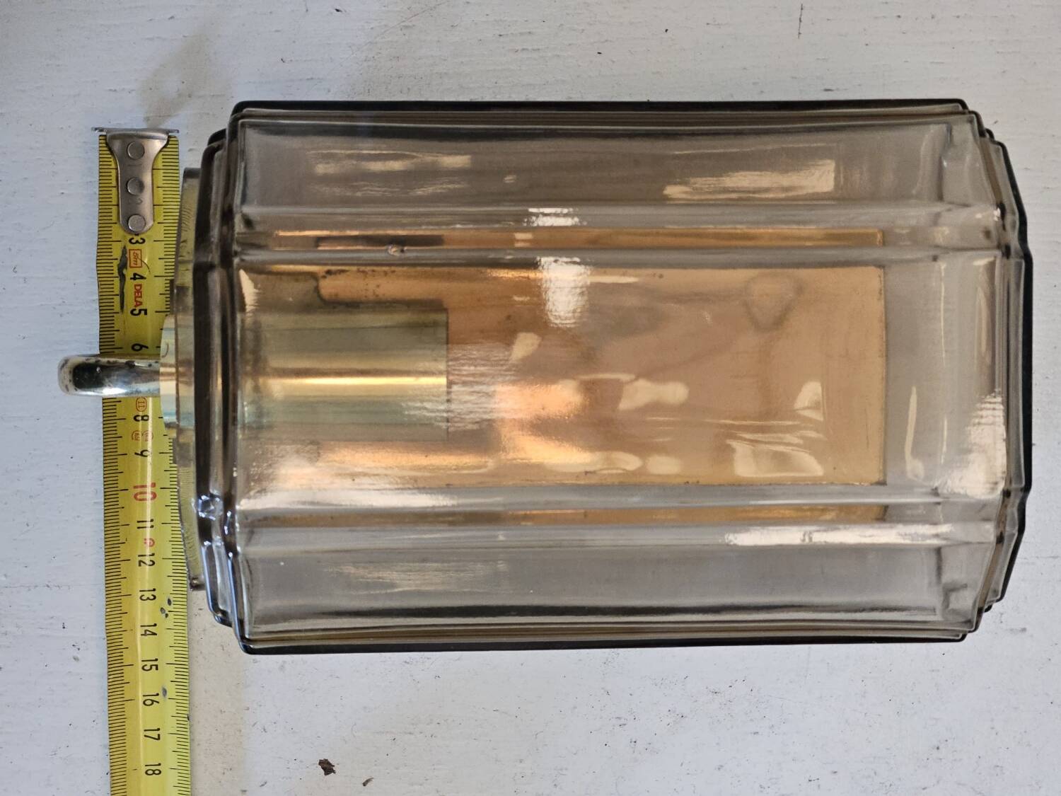 Pair of glass and brass wall lights, 1960s.