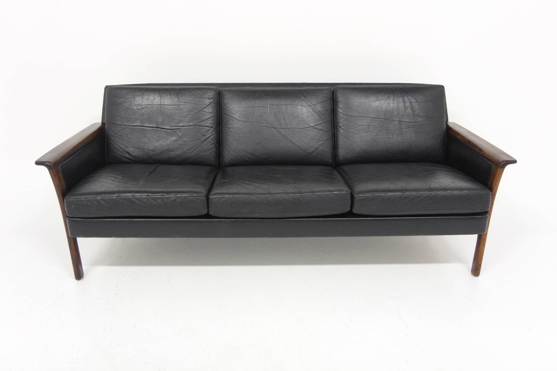 Scandinavian 3-seater leather sofa, Sweden, 1960s