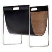 Brabantia Leather & Chrome Magazine Rack 1970s