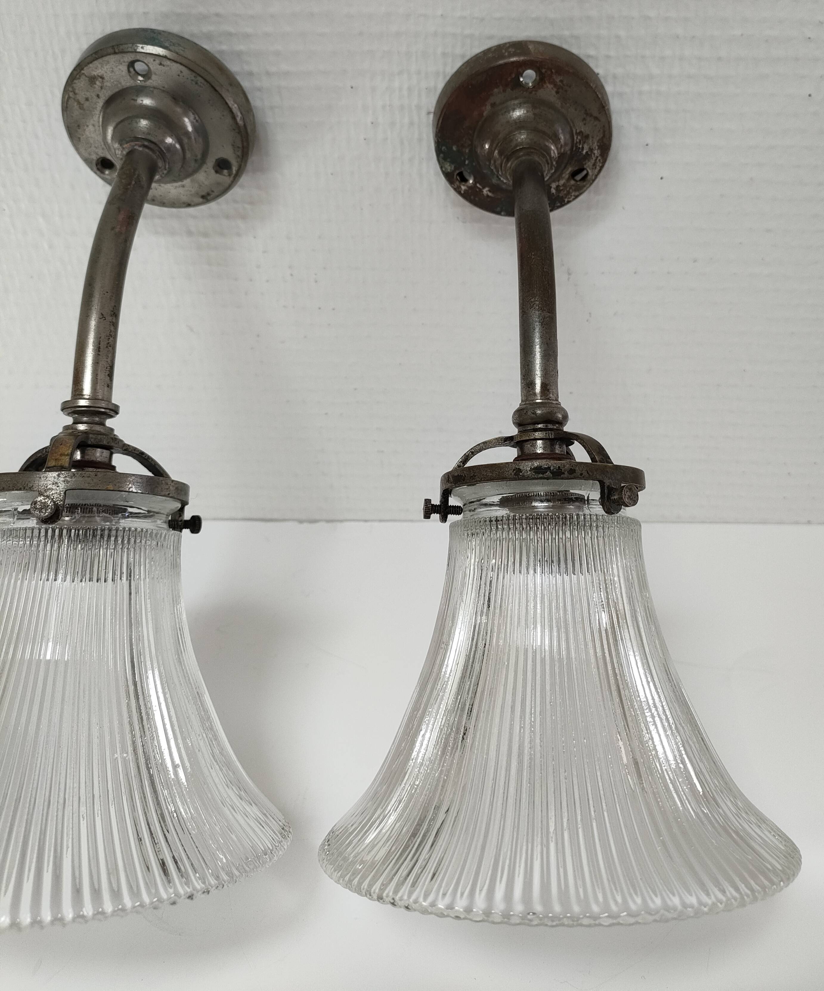 Pair of bronze and glass sconces  1900