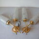Pair of electric wall lamps double years 1950/60 globe conical lampshade deco retro