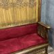 Monumental Gothic style bench in solid oak and patinated plaster circa 1800 / length 282 cm