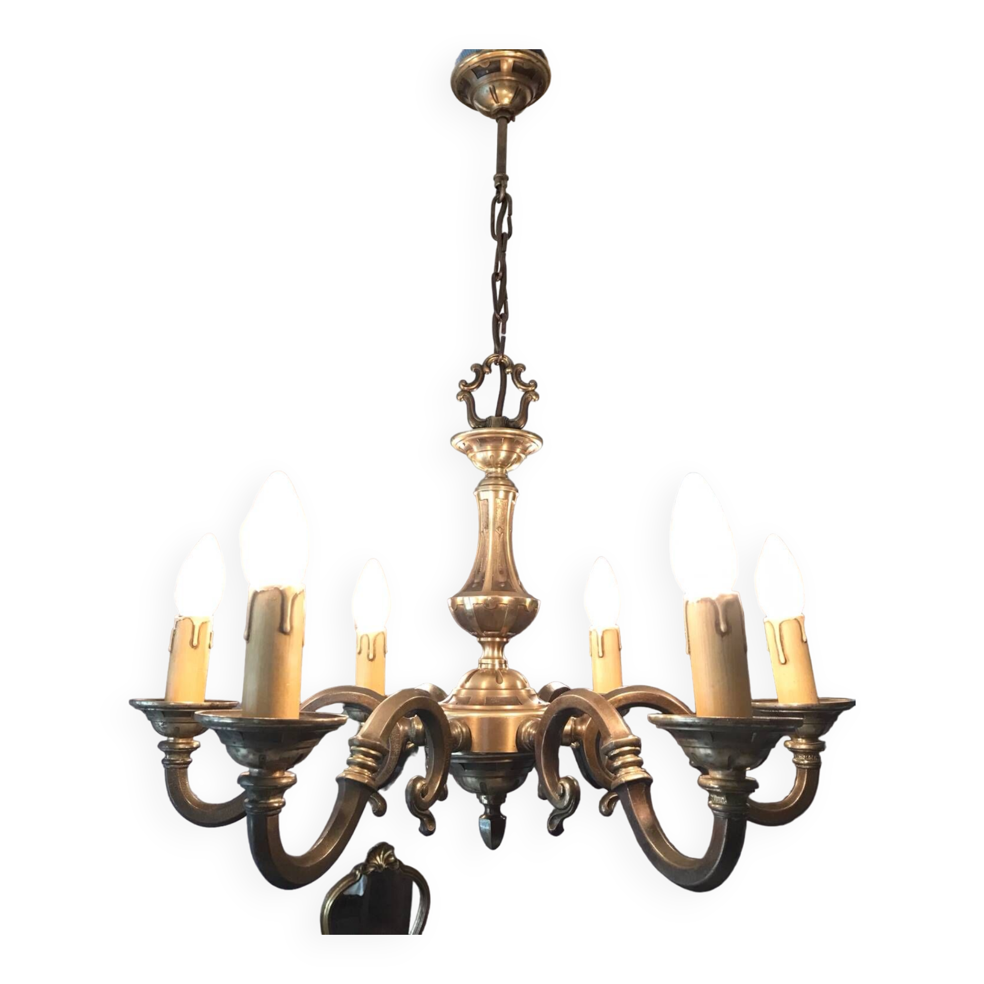 Lustre bronze 6 branches néoclassique