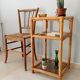 Étagère vintage en bambou, rotin et verre fumé années 70/80