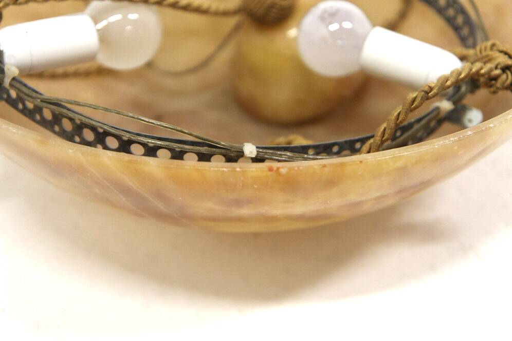 Scandinavian alabaster pendant light, Sweden, 1920