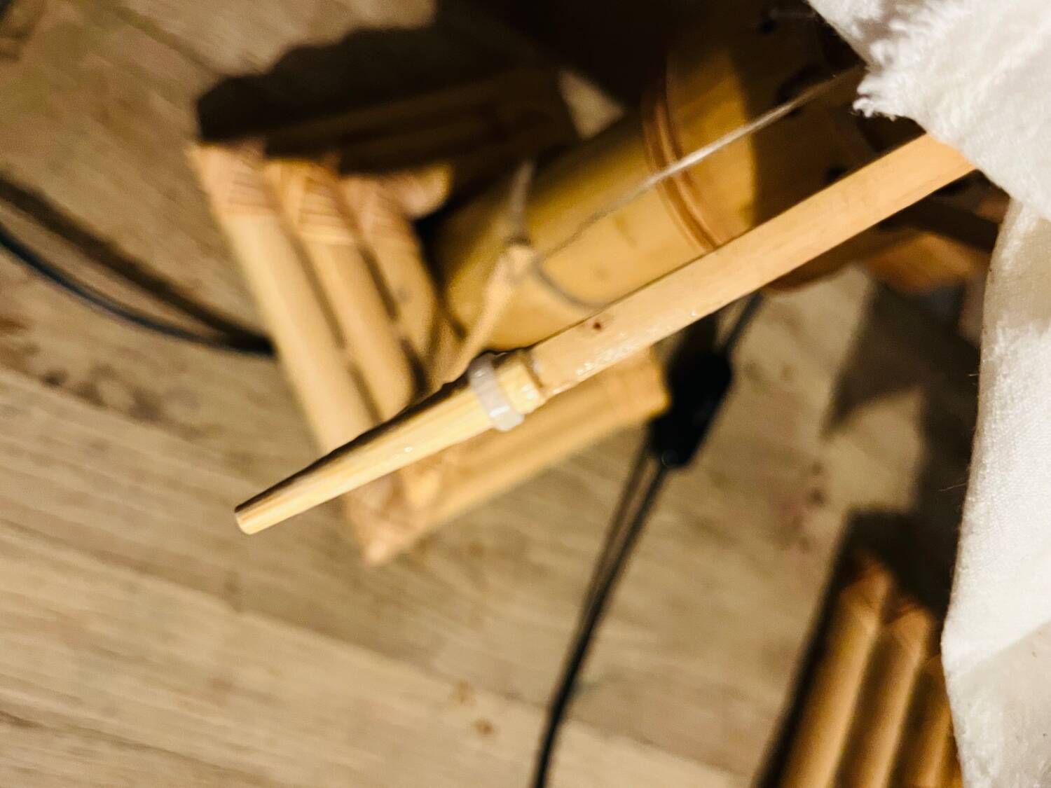 70s bamboo parasol lamps