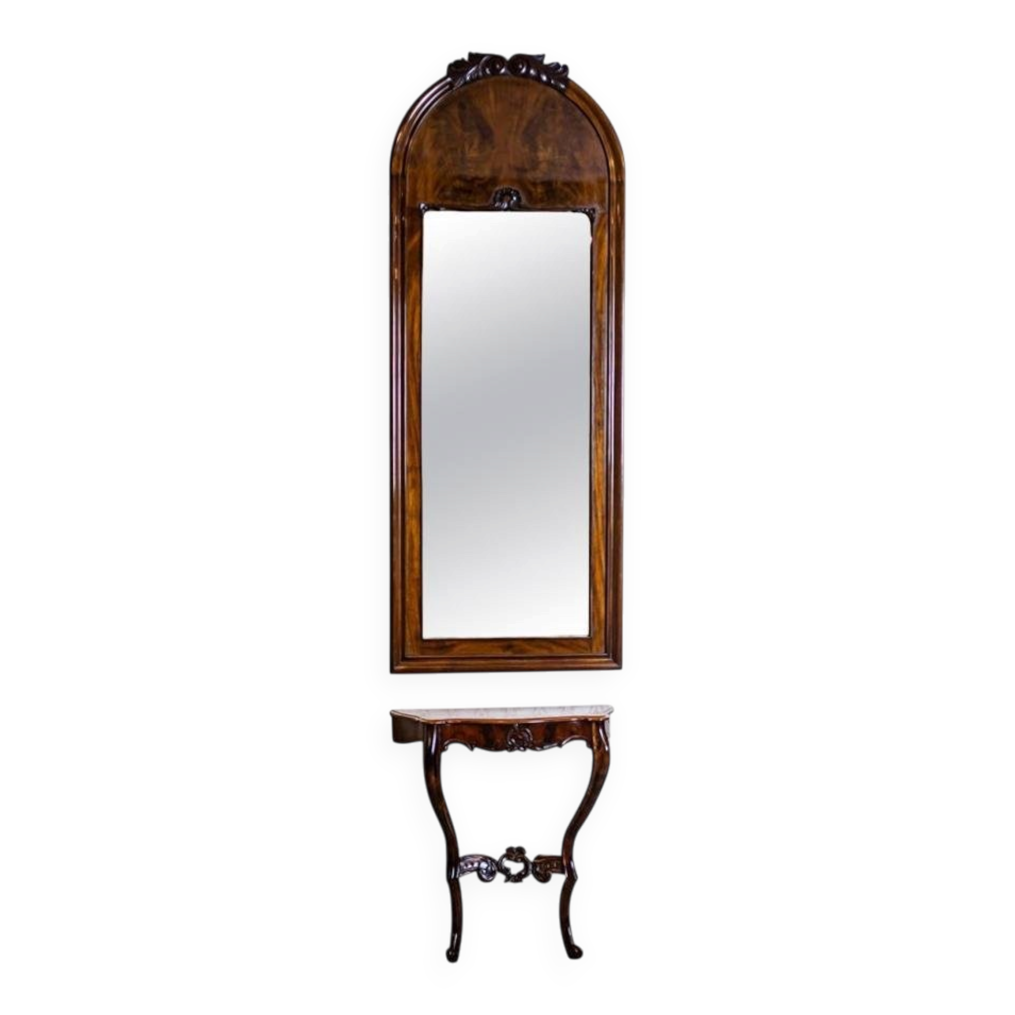 Set of Antique Louis Philippe Mirror and Console Table, 1890s