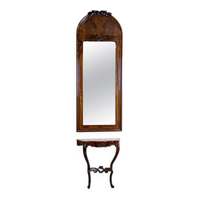 Ensemble de miroir et de console antique Louis Philippe, années 1890.