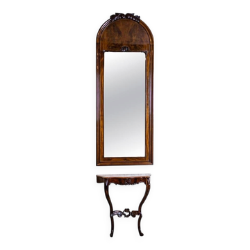 Ensemble de miroir et de console antique Louis Philippe, années 1890.