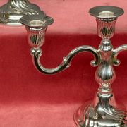 Pair of candlesticks. Silver-plated metal.