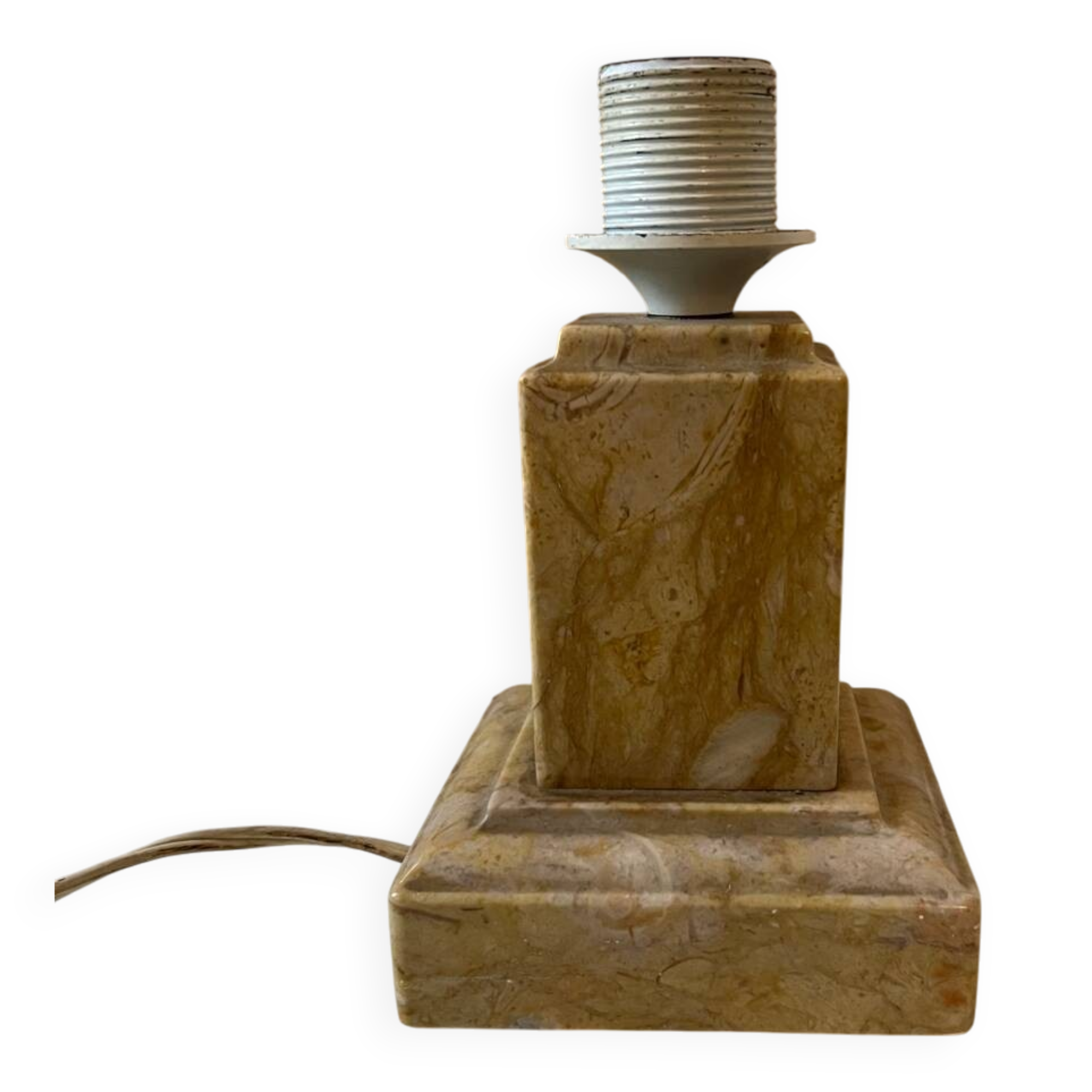 Vintage art deco beige marble lamp base