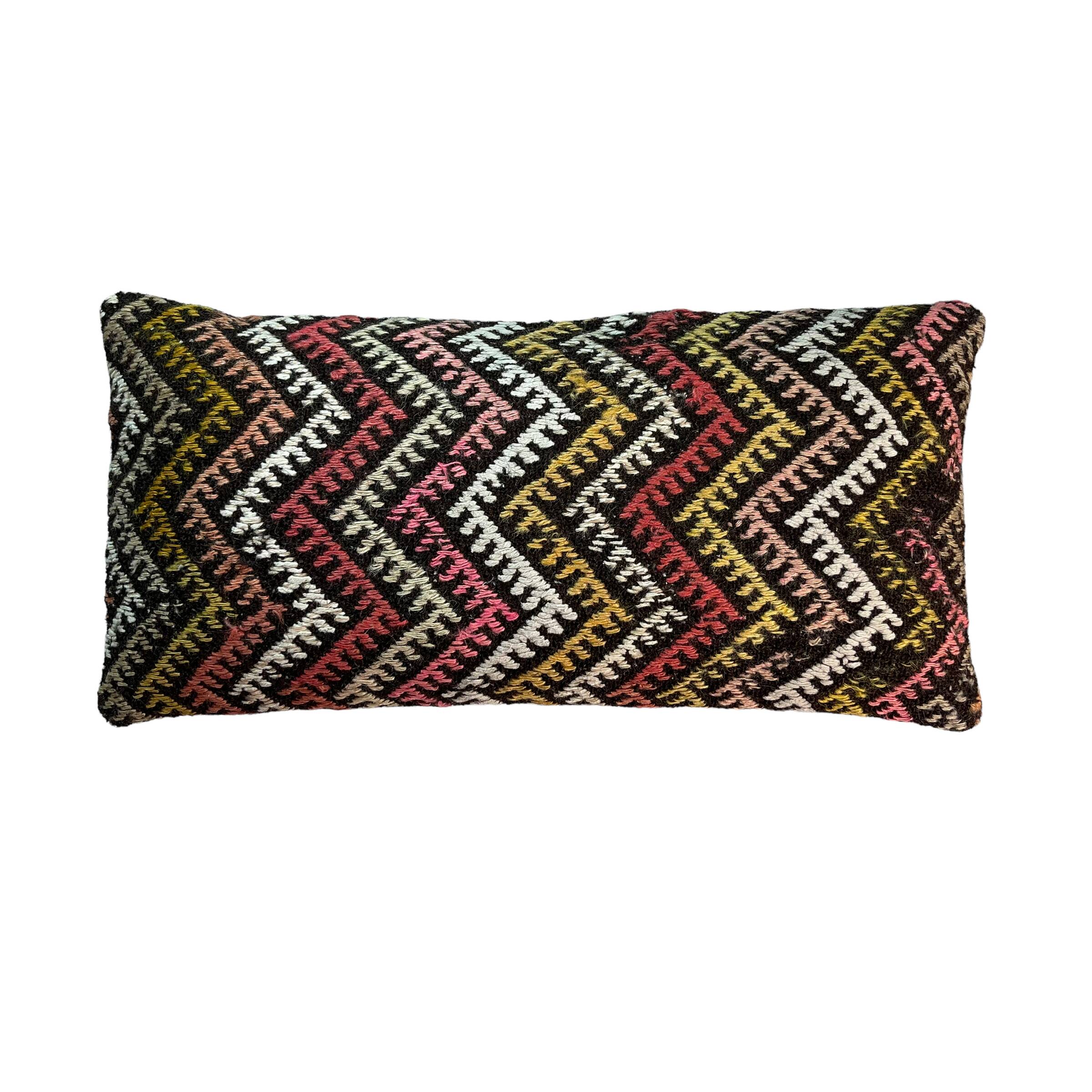 Vintage turkish kilim cushion cover , 30 x 60 cm
