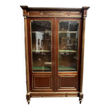 Library from the Napoléon III era. Brass inlay, mahogany, brass decoration.