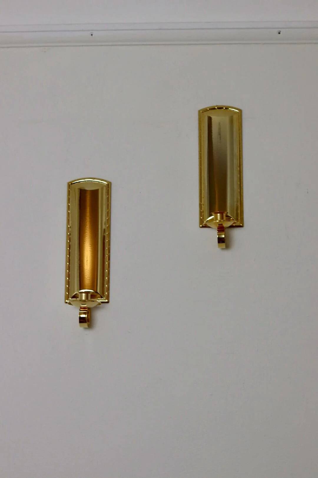 Pair Of Mid Century Style 24K Swedish Brass Sconces by Scandia