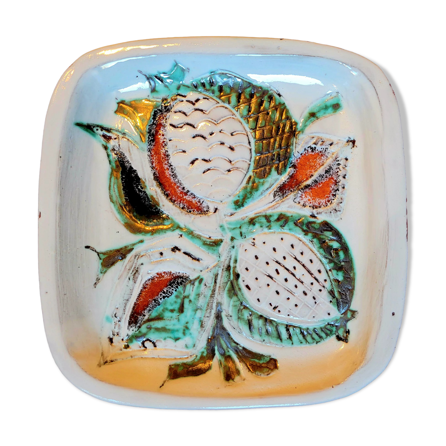 Old vintage ceramic dish Vallauris 50s 60s